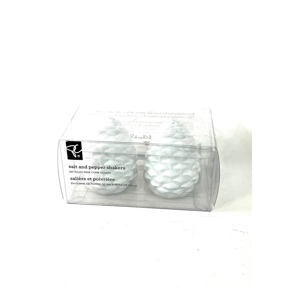Presidents Choice White Porcelain Pine Cone Salt and Pepper Shakers Set NIB